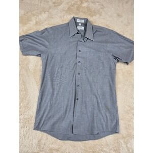 RBM Mens Gray Short Sleeve Wrinkle Free Broadcloth Button Up Shirt Size 15 1/2
